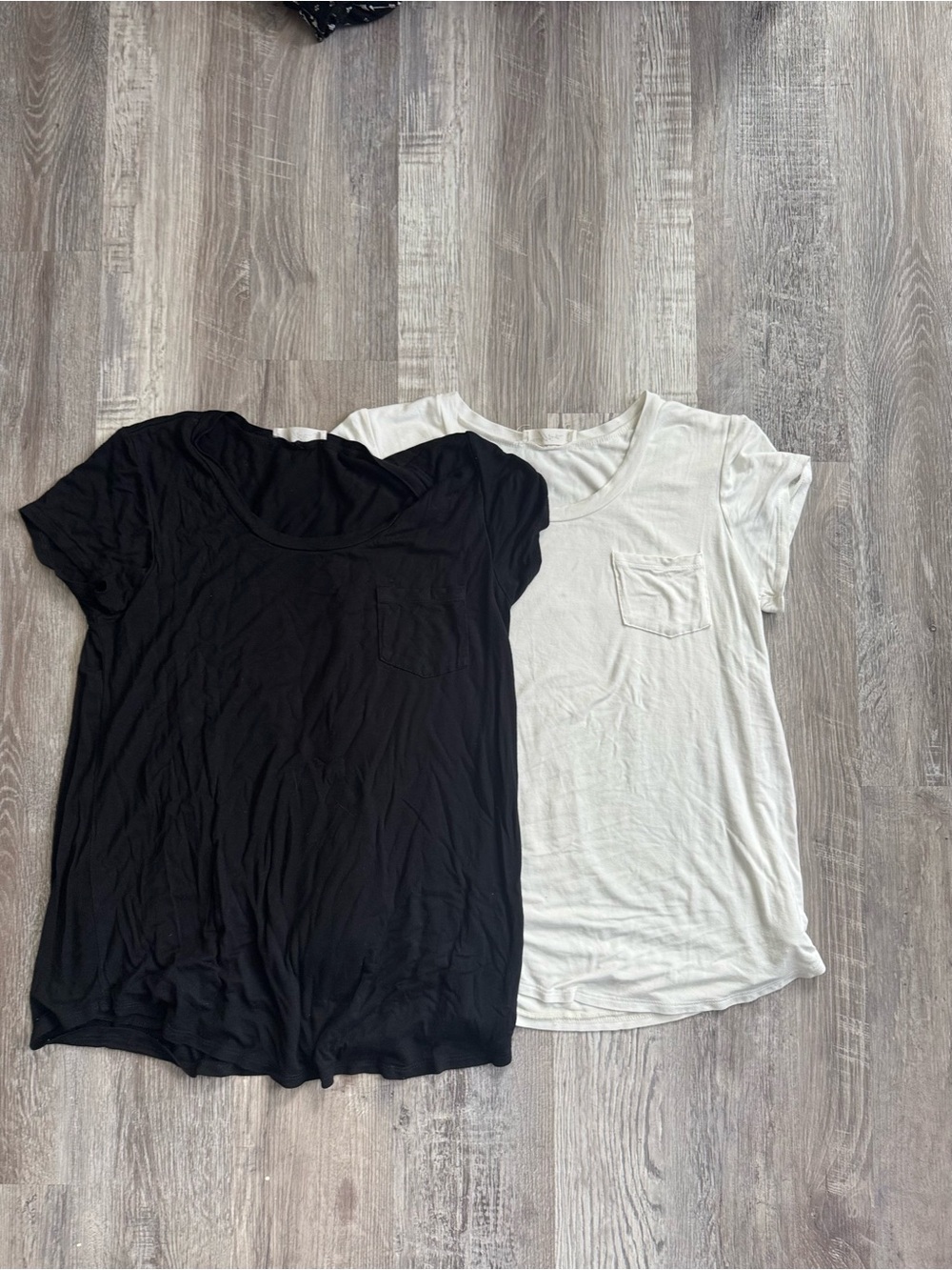 Hello MIZ Black & White Short-Sleeve Pocket Tees - Set of 2